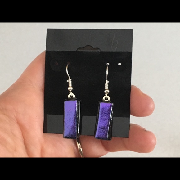 Lot of 3 Dichroic Fused Glass Handcrafted Earrings - Picture 7 of 7